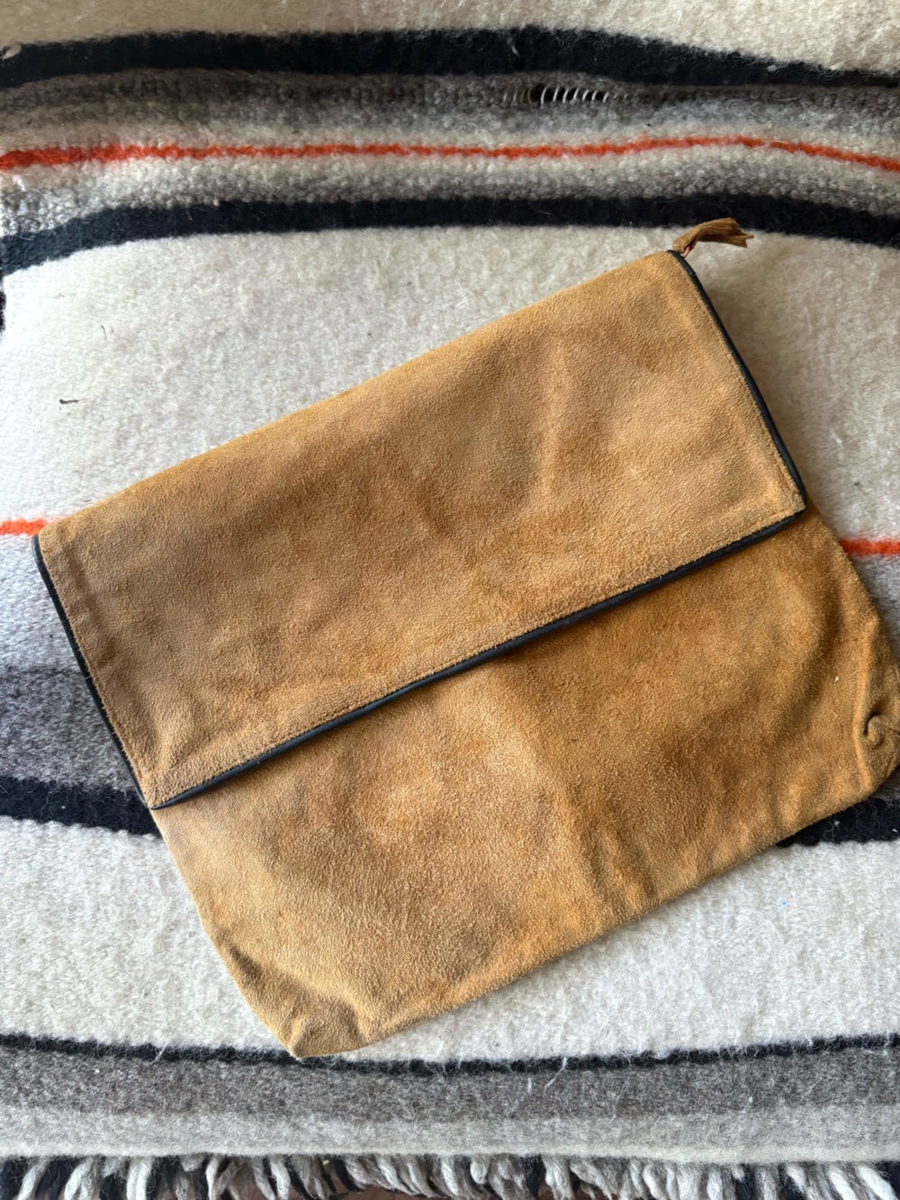Vintage Suede Fold Over Clutch